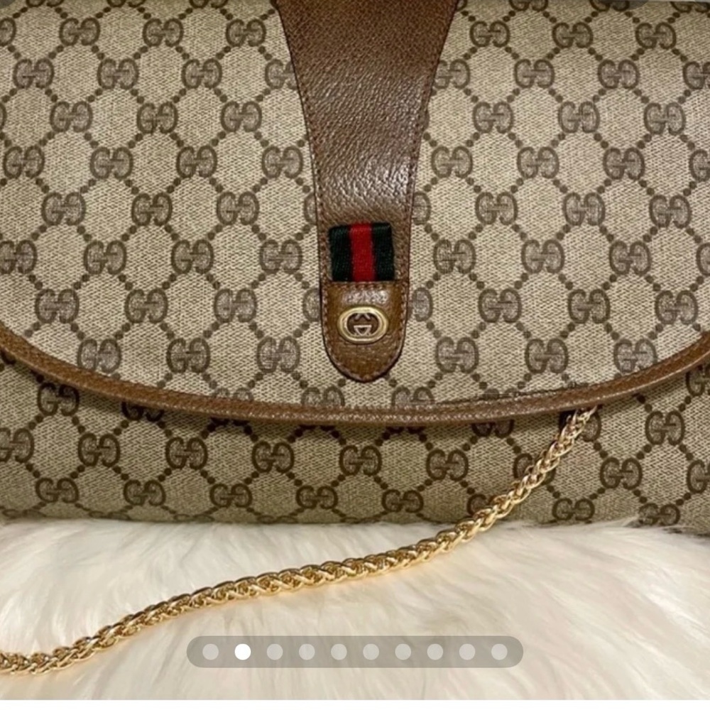 💚Auth♥️GUCCI GG Monogram Supreme VTG Web Interlocking Sherryline Ophidia